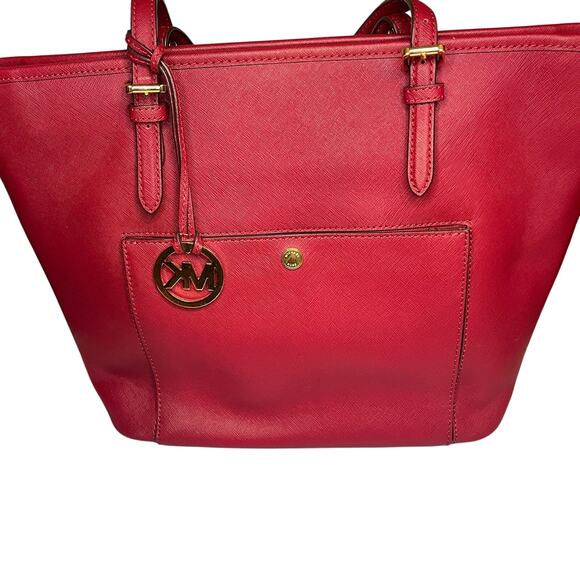 Michael Kors Red Jet Set Large Zip Tote -  Saffiano Leather w/ Dustbag - Picture 1 of 13